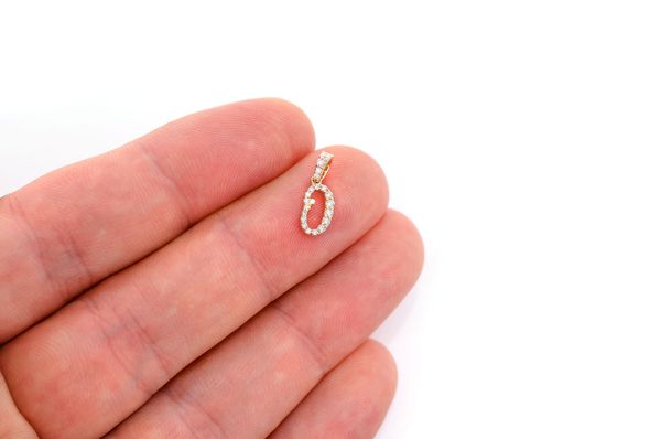 Custom Letter O Diamond Pendant iced out 10K Solid Gold - 0.20 CTW