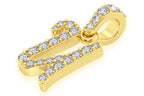 Custom U Letter Pendant 14K Solid Gold - 0.10 CTW