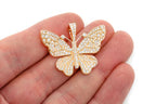 Butterfly Diamond Pendant 14K Solid Gold - 2.00 CTW