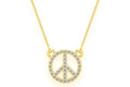 Peace Sign Diamond Necklace Connected 14k Solid Gold - 0.15 CTW