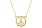 Peace Sign Diamond Necklace Connected 14k Solid Gold - 0.15 CTW
