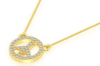 Peace Sign Diamond Necklace Connected 14k Solid Gold - 0.15 CTW
