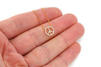 Peace Sign Diamond Necklace Connected 14k Solid Gold - 0.15 CTW