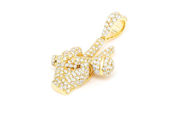 Peace Sign Microphone Pendant 14k Solid Gold - 2.66 CTW