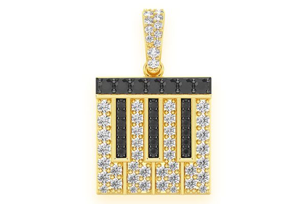 Piano Black & White Diamond Pendant 14k Solid Gold - 0.75 CTW