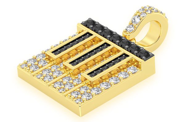 Piano Black & White Diamond Pendant 14k Solid Gold - 0.75 CTW