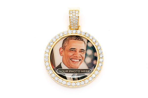 Picture Frame Memory Diamond Pendant 14k Solid Gold - 3.50 CTW