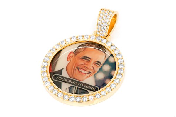 Picture Frame Memory Diamond Pendant 14k Solid Gold - 3.50 CTW