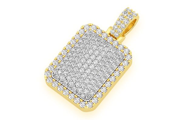 Pillow Double Layer Diamond Pendant 14k Solid Gold - 3.15 CTW