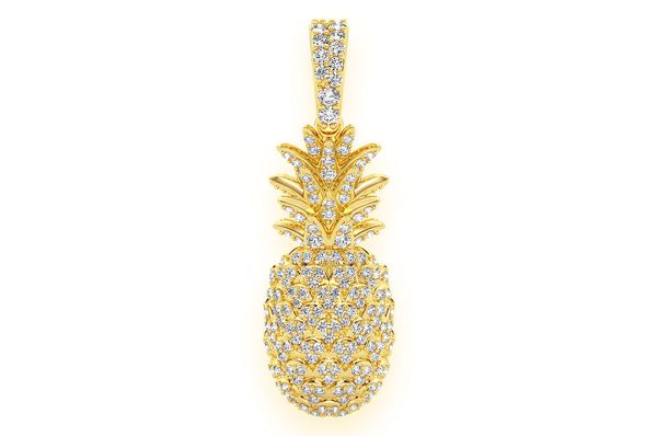 Pineapple Diamond Pendant 14k Solid Gold - 0.60 CTW