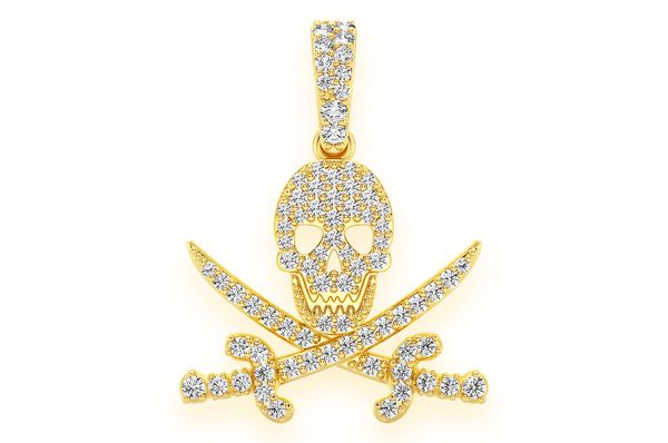 Skull Diamond Pendant 10K Solid Gold - 0.35 CTW