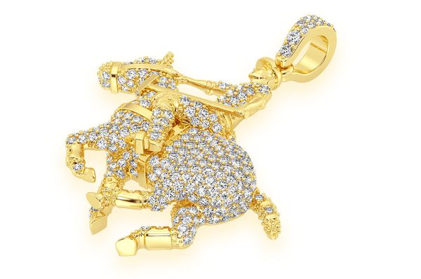 Polo Player Diamond Pendant 14k Solid Gold - 1.25 CTW