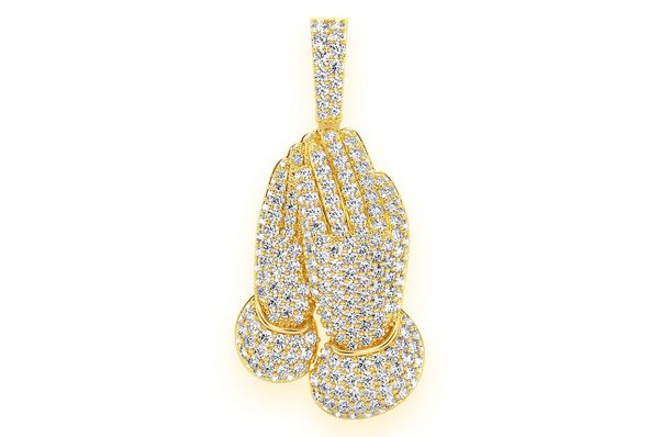 Praying Hands Diamond Pendant 14K Solid Gold - 3.25 CTW