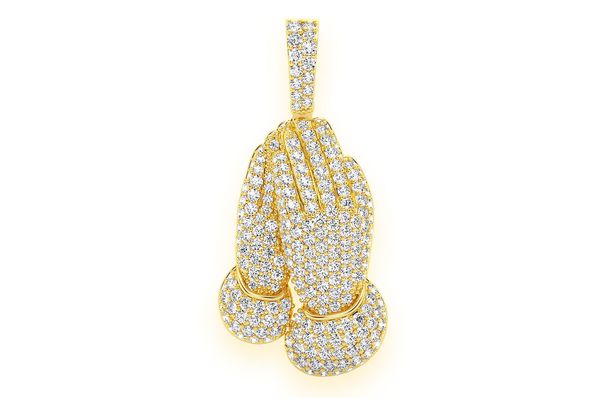 Praying Hands Diamond Pendant 14K Solid Gold - 1.75 CTW