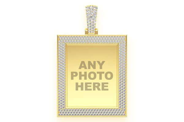 Rectangular Picture Diamond Pendant 14k Solid Gold - 3.30 CTW