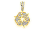 Recycle Symbol Diamond Pendant 10K Solid Gold - 0.55 CTW