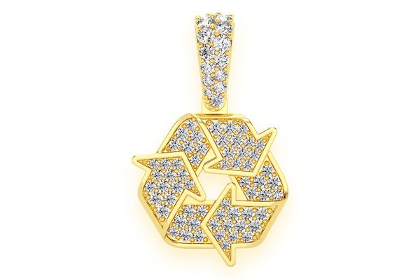 Recycle Symbol Diamond Pendant 10K Solid Gold - 0.55 CTW