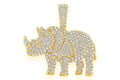 Rhinoceros Standing Diamond Pendant 14k Solid Gold - 1.75 CTW