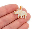 Rhinoceros Standing Diamond Pendant 14k Solid Gold - 1.75 CTW