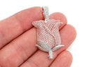 Rose Flower Diamond Pendant 14k Solid Gold - 4.25 CTW