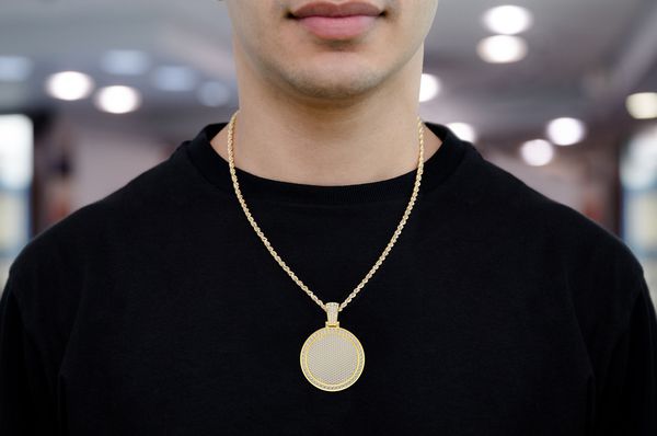 Round Medallion Diamond Pendant 14k Solid Gold - 5.00 CTW