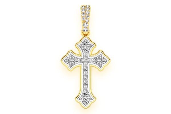 Elegant Rounded Gold Cross Pendant Diamond Faith Jewelry Classic Design