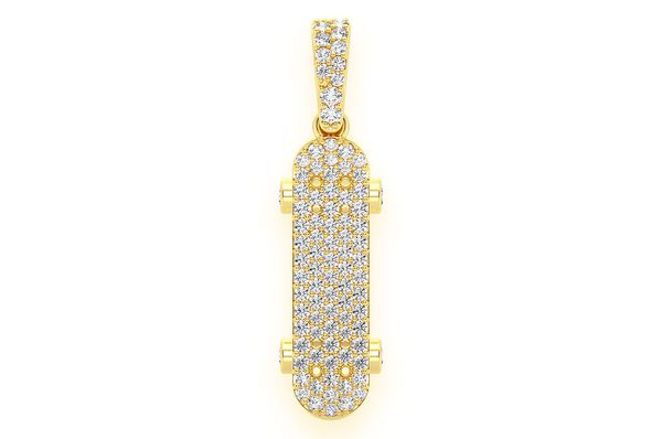 Skateboard Diamond Pendant 14k Solid Gold - 0.33 CTW