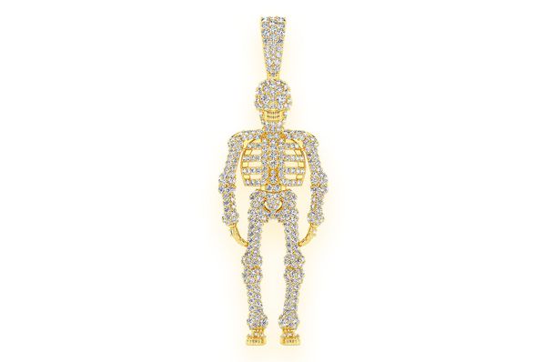 Diamond skeleton pedant 14K solid Gold - 2.75 CTW