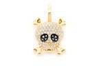 Skull Crossbones Diamond Pendant 14K Solid Gold - 0.45 CTW