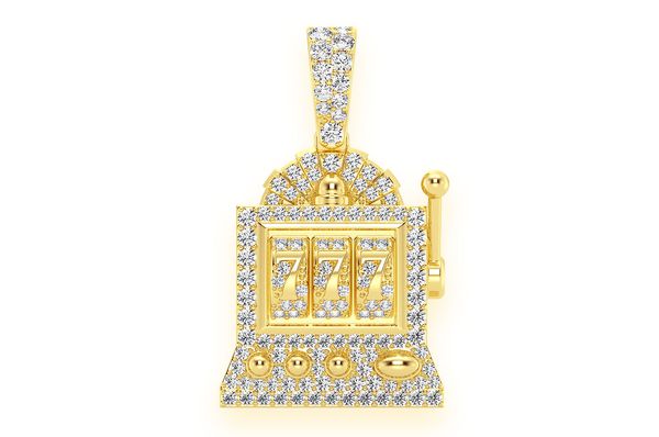 Casino Slot Machine Diamond Pendant 14k Solid Gold - 0.66 CTW