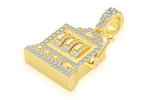 Casino Slot Machine Diamond Pendant 14k Solid Gold - 0.66 CTW