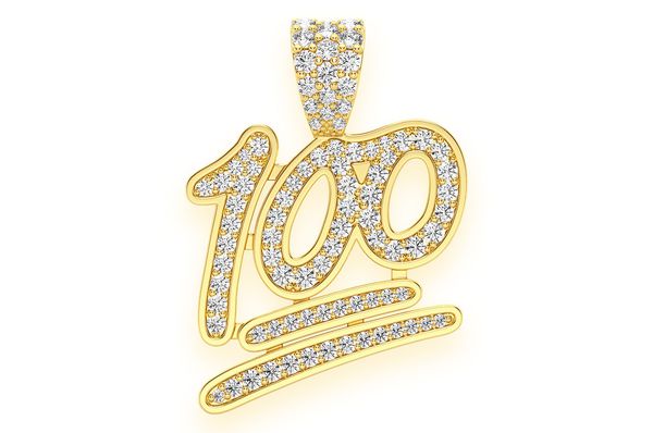100 Emoji Diamond Pendant 14k Solid Gold - 0.75 CTW