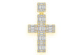 Baguette Diamond Cross Pendant Small 14K Gold Religious Jewelry