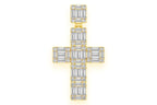 Baguette Diamond Cross Pendant Small 14K Gold Religious Jewelry