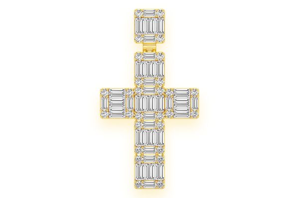 Baguette Diamond Cross Pendant Small 14K Gold Religious Jewelry