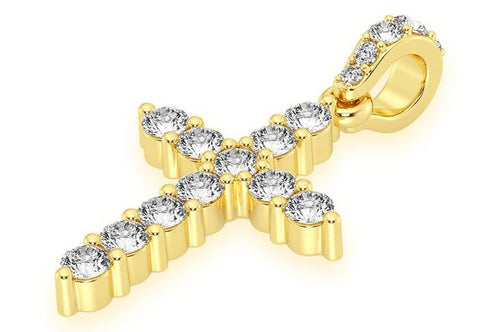 14K Gold Diamond Cross Pendant Necklace - Premium & Elegant - 0.45 CTW