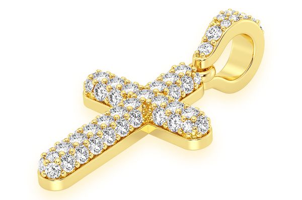 14K Gold Bubble Cross Pendant - Premium 14K Gold - 0.5 CTW