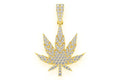 Cannabis Leaf Diamond Pendant 14k Solid Gold - 0.85 CTW
