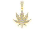 Cannabis Leaf Diamond Pendant 14k Solid Gold - 0.85 CTW
