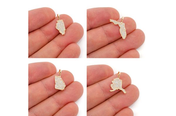 Choose Your State Diamond Pendant 14k Solid Gold - 0.30 CTW