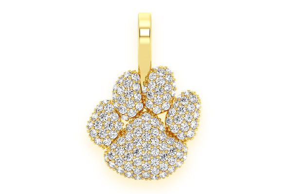 Dog Paw Print Diamond Pendant 10k Solid Gold - 0.45 CTW
