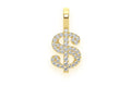 Dollar Sign Diamond Pendant 14k Solid Gold - 0.20 CTW