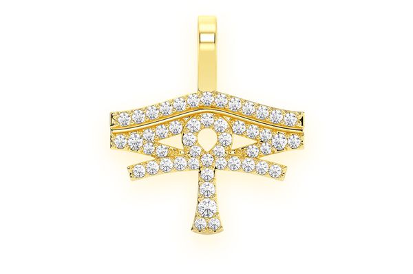 Eye of Ra Ankh Diamond Pendant 14K Solid Gold - 0.25 CTW