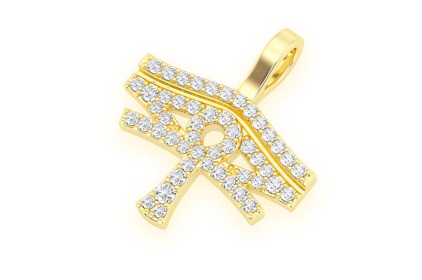 Eye of Ra Ankh Diamond Pendant 14K Solid Gold - 0.25 CTW