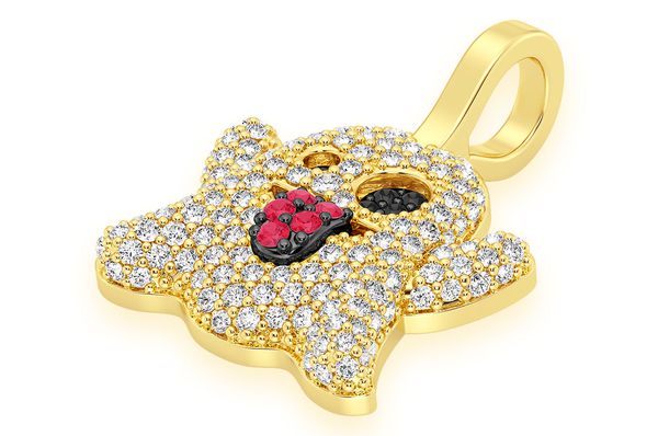Ghost Ruby & Diamond Pendant 14k Solid Gold - 0.55 CTW