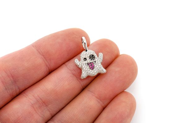 Ghost Ruby & Diamond Pendant 14k Solid Gold - 0.55 CTW