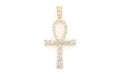 Ankh Diamond Pendant 14K Solid Gold - 1.5 CTW