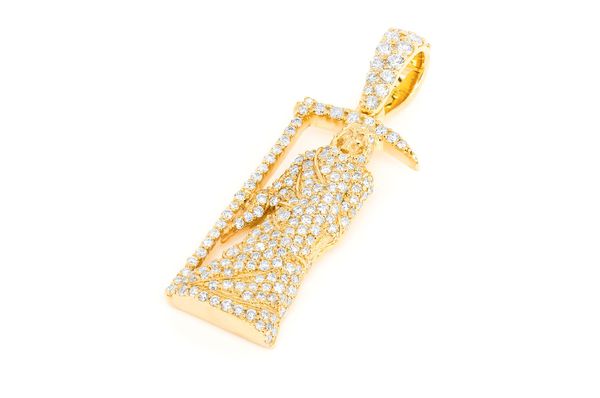 Grim Reaper iced out  10K Solid Gold Pendant - 1.00 CTW