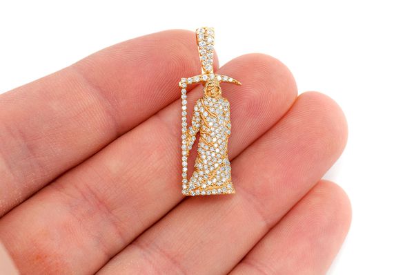Grim Reaper iced out  10K Solid Gold Pendant - 1.00 CTW