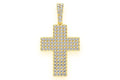 Half Bezel Cross Diamond Pendant 14k Solid Gold - 0.75 CTW